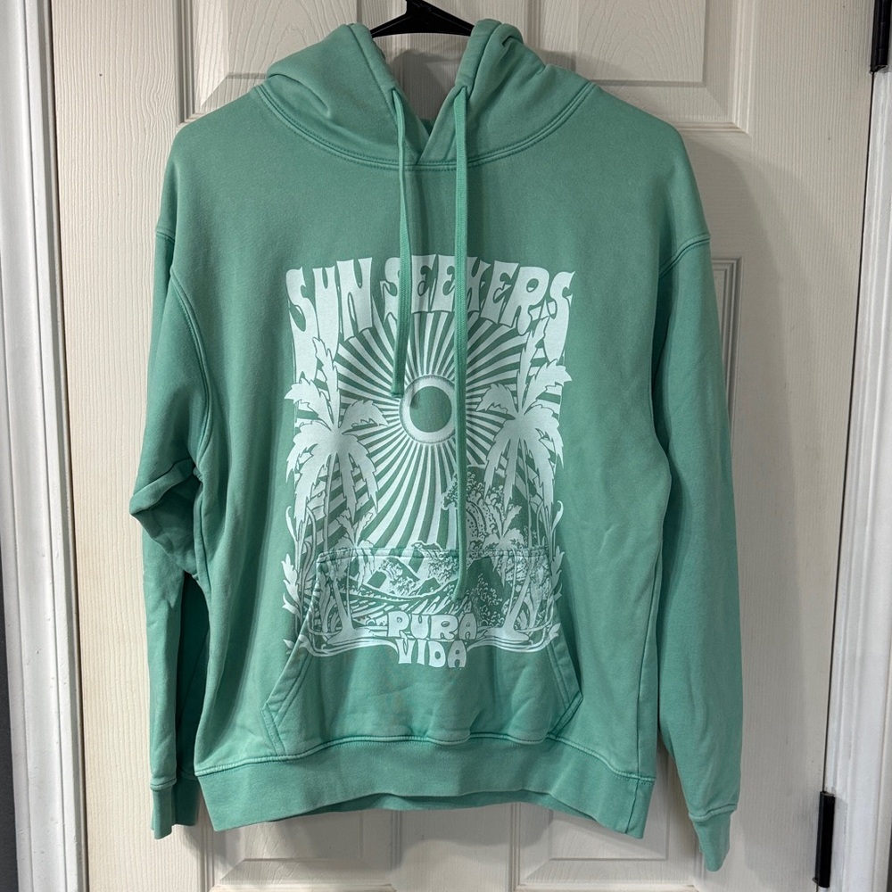Pura Vida Mint Green Sun Seekers Crewneck Hoodie Size XSmall